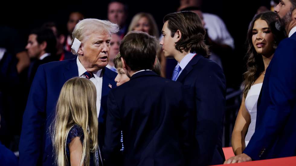 epa11484765 Republican presidential nominee Donald J. Trump (L) stands with his family at the close of the third day of the Republican National Convention (RNC) at Fiserv Forum in Milwaukee, Wisconsin, USA, 17 July 2024. The convention comes days after a 20-year-old Pennsylvania man attempted to assassinate former president and current Republican presidential nominee Donald J. Trump. The 2024 Republican National Convention is being held 15 to 18 July 2024 in which delegates of the United Statesâ€™ Republican Party select the party's nominees for president and vice president in the 2024 United States presidential election.  EPA/JUSTIN LANE  EPA-EFE/JUSTIN LANE  EPA-EFE/JUSTIN LANE