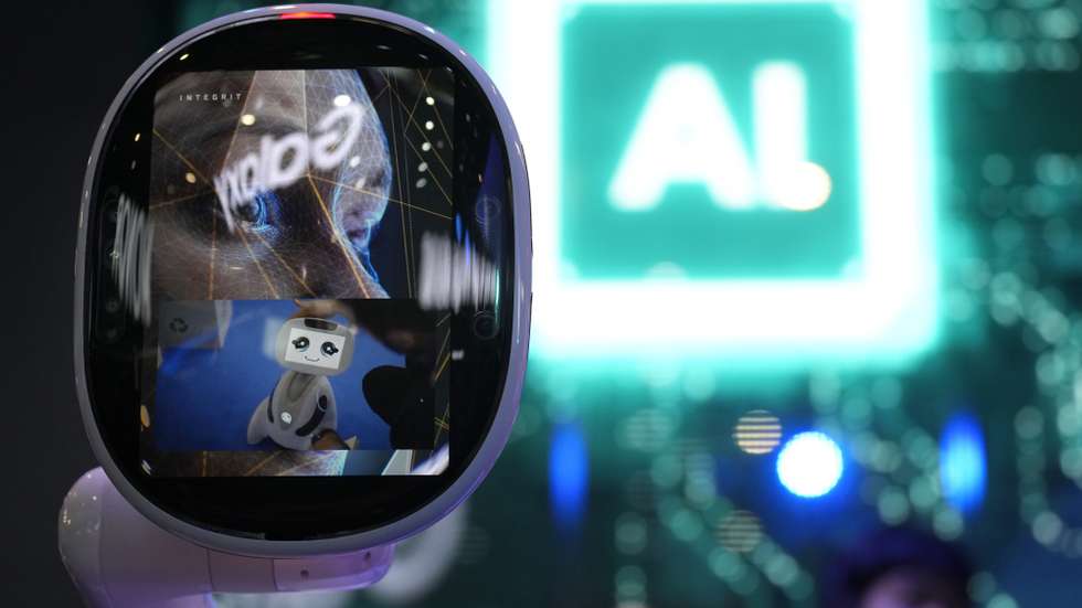 epa11182865 An Artificial Inteligence (AI) on display at the Mobile World Congress (MWC) 2024 in Barcelona, Catalonia, north-eastern Spain, 26 February 2024. MWC Barcelona is The industryâ€™s largest and most influential connectivity event. (MWC) 2024 runs between 26 and 29 February.  EPA/ALEJANDRO GARCIA