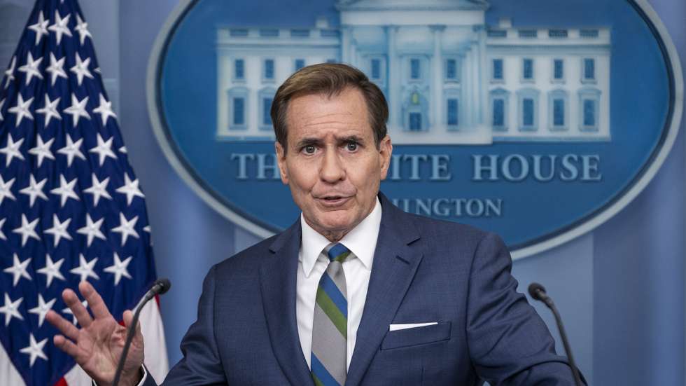 epa11513298 White House National Security Communications Advisor John Kirby speaks during the daily press briefing at the White House, in Washington, DC, USA, 31 July 2024.  EPA/SAMUEL CORUM / POOL