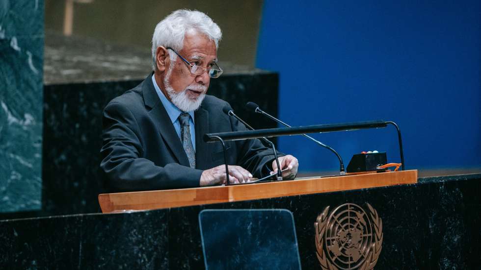 epa11619880 East Timor's Prime Minister Xanana Gusmao speaks during the 'Summit of the Future' being held in advance of this week’s General Debate of the 79th session of the United Nations General Assembly at United Nations Headquarters in New York, New York, USA, 22 September 2024. The Summit of the Future will be held from 22 to 23 September, bringing together world leaders to address critical global governance challenges. The first day of the General Debate will take place on 24 September, during a session which opened on 10 September under the theme 'Leaving no one behind: Acting together for the advancement of peace, sustainable development and human dignity for present and future generations'.  EPA/OLGA FEDROVA