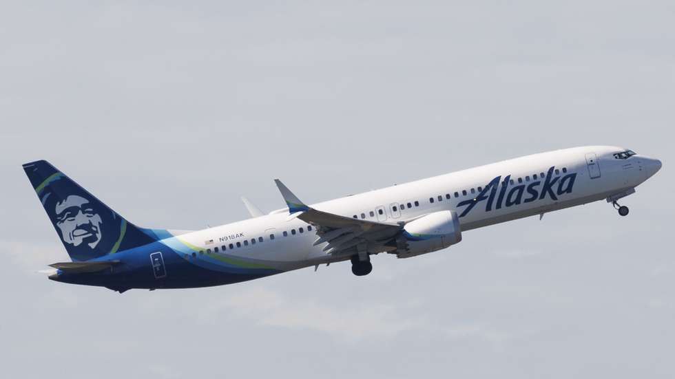 epa11628821 An Alaska Airlines Boeing 737 Max 9 departs from Boston Logan International Airport in East Boston, Massachusetts, USA, 27 September 2024. The National Transportation Safety Board (NTSB) issued safety recommendations for some Boeing 737s over concerns about the possible failures in rudder controls, while amidst a two-week strike by 33,000 machinist workers at Boeing.  EPA/CJ GUNTHER