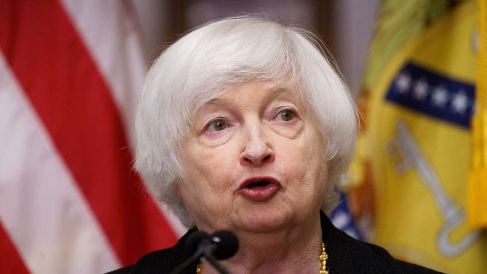 epa11675132 US Secretary of the Treasury Janet Yellen speaks during a press conference ahead of the 2024 IMF/World Bank Annual Meetings at the US Treasury, Washington, DC, USA, 22 October 2024. The 2024 Annual Meetings of the International Monetary Fund (IMF) and the World Bank Group (WBG) take place from 21 October through 26 October in Washington.  EPA/WILL OLIVER