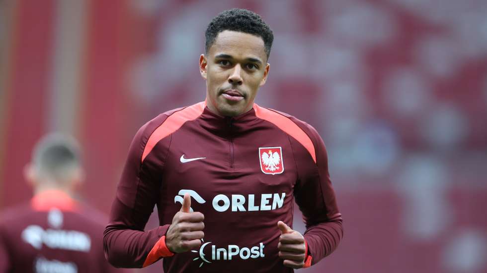 epa11658340 Player Michael Ameyaw attends the Polish national team training session in Warsaw, Poland, 14 October 2024. Poland will face Croatia on 15 October in an UEFA Nations League.  EPA/Leszek Szymanski POLAND OUT