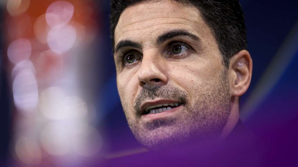 epa11740423 Arsenal FC head coach Mikel Arteta attends a press conference at Alvalade Stadium, in Lisbon, Portugal, 25 November 2024. Arsenal will face Sporting CP in the UEFA Champions League on 26 November.  EPA/FILIPE AMORIM