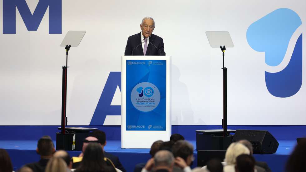 The Portuguese President, Marcelo Rebelo de Sousa, delivers a speech during the 10th Global Forum of the United Nations Alliance of Civilizations, that takes place in Cascais untill November 27th, in Cascais, Portugal, 26th of November 2024. POOL ANDRÉ KOSTERS/LUSA
