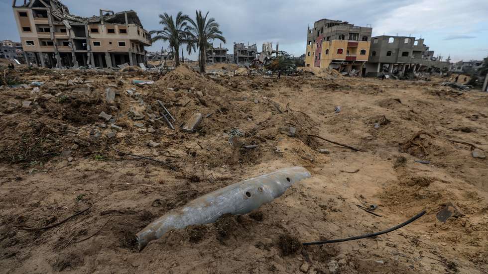 epaselect epa11747780 An unexploded missile in a destroyed area following an Israeli military operation in the north of Al Nuseirat refugee camp, central Gaza Strip, 29 November 2024. According to the Palestinian Ministry of Health in Gaza, at least 30 Palestinians were killed and 127 others injured following an Israeli military operation in the north of Al Nuseirat refugee camp. According to the UN, unexploded missiles in the Gaza Strip pose a 'real danger to the lives of Palestinian residents', particularly in the absence of measures to dispose of and neutralize them. More than 44,200 Palestinians and over 1,400 Israelis have been killed, according to the Palestinian Health Ministry and the Israeli Army, since Hamas militants launched an attack against Israel from the Gaza Strip on 07 October 2023, and the Israeli operations in Gaza and the West Bank which followed it.  EPA/MOHAMMED SABER