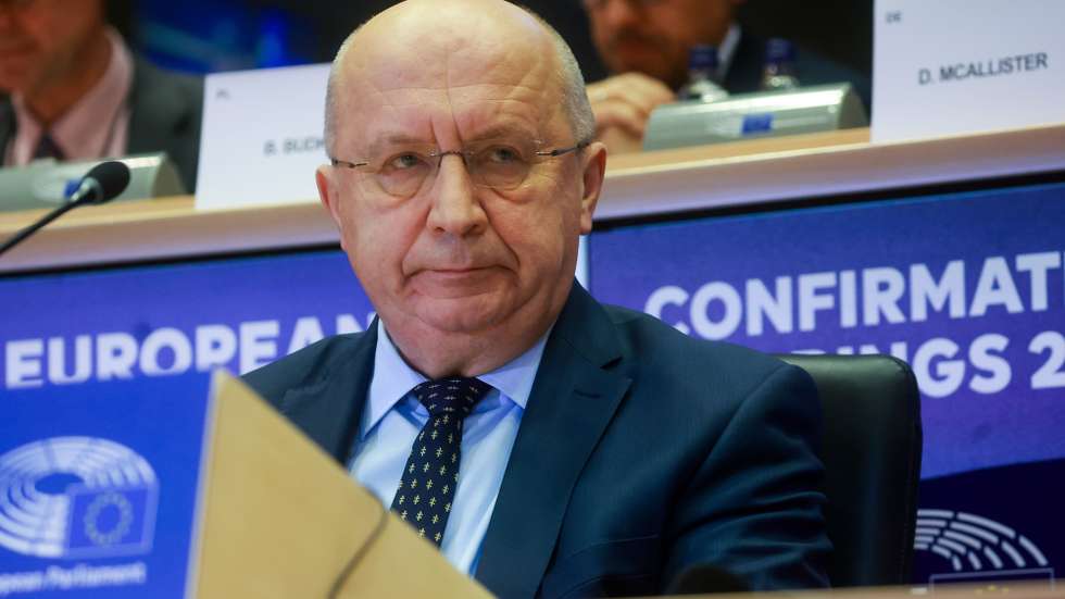 epa11705708 European Commissioner designated for Defense and Space Andrius Kubilius, attends his confirmation hearing before European Parliament committees in Brussels, Belgium, 06 November 2024. Â   EPA/OLIVIER HOSLET