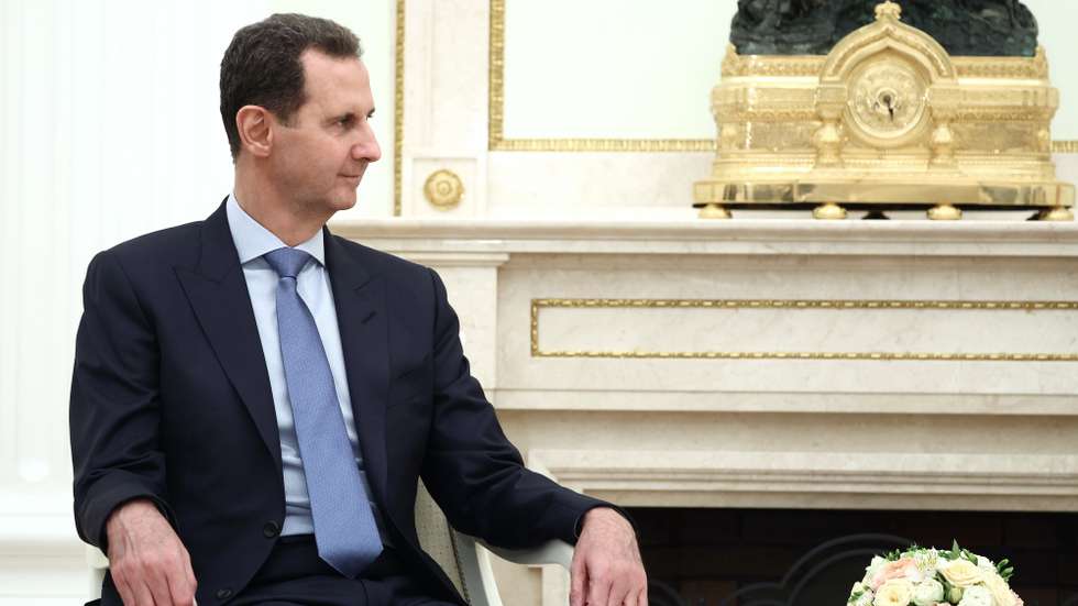 epa11495439 Syrian President Bashar al-Assad meets with Russian president at the Kremlin in Moscow, Russia, 24 July 2024 (issued 25 July 2024).  EPA/VALERY SHARIFULIN  / SPUTNIK / KREMLIN POOL