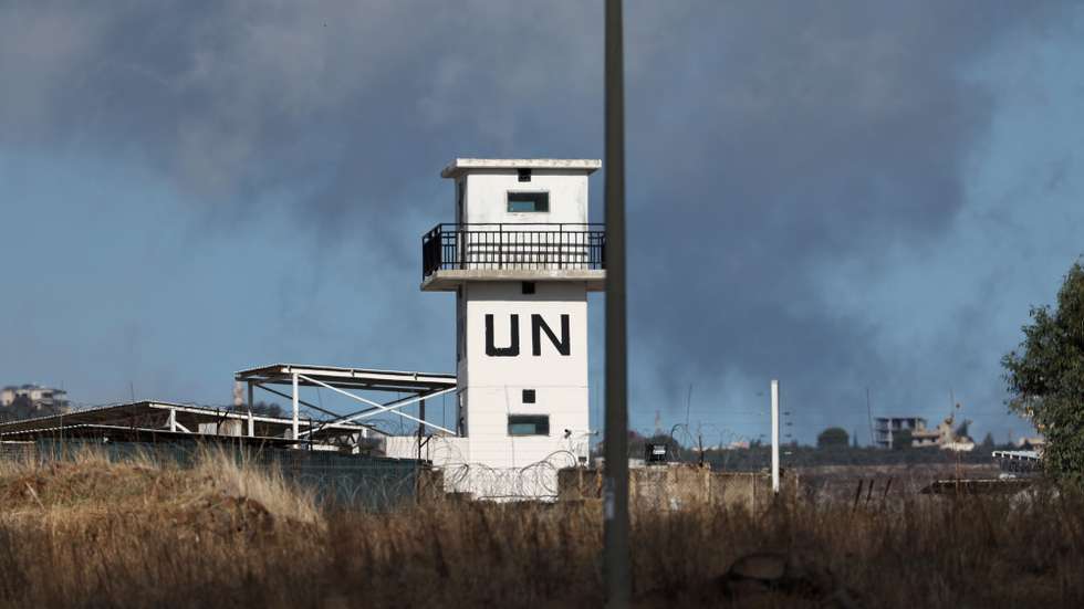 epa11741538 An empty United Nations Interim Force in Lebanon (UNIFIL) observation tower on the Israel-Lebanon border, near the southern Lebanese city of Al Khiam, as seen from northern Israel, 26 November 2024, amid cross-border hostilities between Hezbollah and Israel. On 26 November, Israel's Home Front Command announced new restrictions in several areas of northern Israel, adjusting the activity scale from 'partial activity' to 'limited activity', amid reports of a possible ceasefire between Israel and Hezbollah.  EPA/ATEF SAFADI