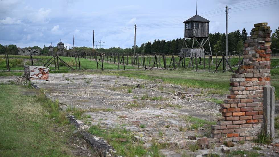 epa11560139 A view of the German Nazi extermination camp Majdanek during the celebration commemorating the 80th anniversary of its liquidation in Lublin, eastern Poland, 22 August 2024. On 22 July 1944, about 800 people were escorted from Majdanek by SS officers. After a few days of march, they were embarked on a train to Auschwitz.  EPA/WOJTEK JARGILO POLAND OUT