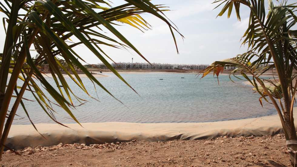O primeiro campo de golfe relvado do arquipélago de Cabo Vede, um projeto de Giannino Mariani, em Santa Maria, ilha do Sal, Cabo Verde, 13 de janeiro de 2021. O italiano, juntamente com a filha e com o genro, Camilo, argentino, continuou o sonho e ao fim de 20 anos, numa ilha praticamente sem água doce para a relva, o “Viveiro Golf”, inserido numa área de 33 hectares, está pronto para abrir portas, com os primeiros nove de 27 buracos previstos, no início de abril. (ACOMPANHA TEXTO DA LUSA DO DIA 07 DE FEVEREIRO DE 2021). FERNANDO DE PINA/LUSA