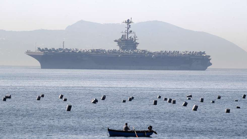 epa09937561 The American aircraft carrier USS harry S. Truman upon its arrival in the gulf of Naples for a scheduled stop in the port in Naples, Italy, 10 May 2022. The last visit of the ship goes back to six years ago.  EPA/ANSA / CIRO FUSCO