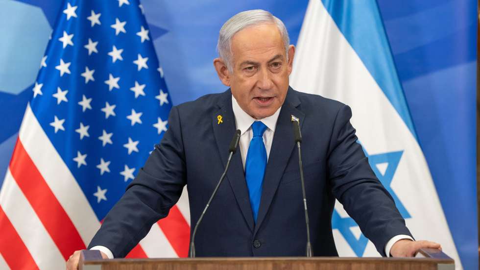 epa11900530 Israeli Prime Minister Benjamin Netanyahu attends a joint press conference following his meeting with US Secretary of State Marco Rubio (not pictured) at the prime minister's office in Jerusalem, 16 February 2025.  EPA/OHAD ZWIGENBERG / POOL