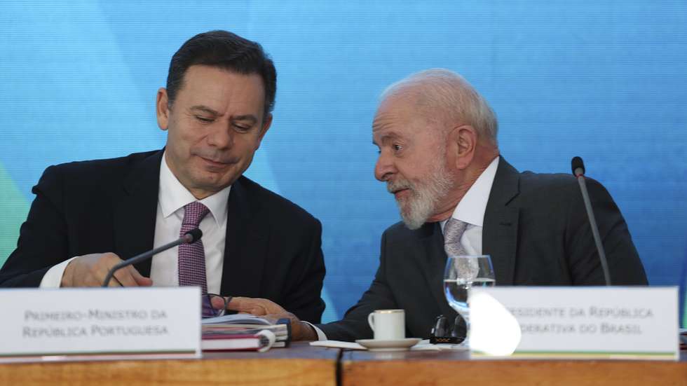 Portuguese Prime Minister, Luís Montenegro (L), and Brazilian President, Lula da Silva, during the XIV Luso-Brazilian Summit at the Planalto Palace, Brasilia, Brazil, 19 February 2025.  ANTONIO COTRIM/LUSA