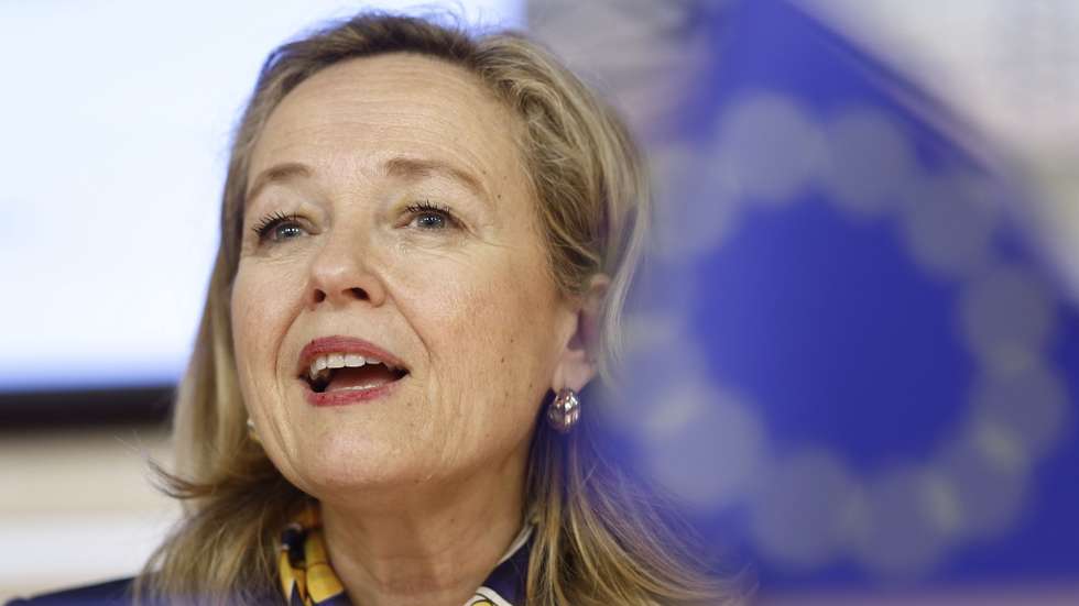 epa11906667 President of the European Investment Bank (EIB) Nadia Calvino speaks during a press conference for the presentation of the annual results in Spain for the financial year 2024, in Madrid, Spain, 19 February 2025.  EPA/Rodrigo Jimenez