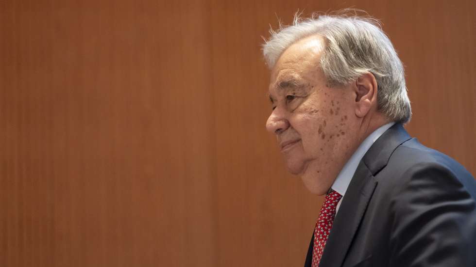 epa11921590 U.N. Secretary-General Antonio Guterres during the Conference on Disarmament High-level Segment at the European headquarters of the United Nations in Geneva, Switzerland, 24 February 2025.  EPA/SALVATORE DI NOLFI