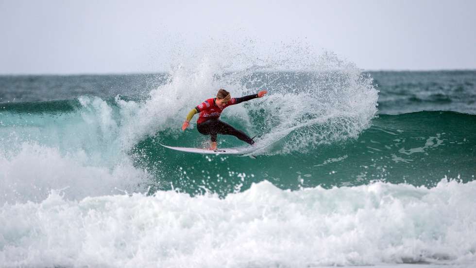 US surfer Caroline Marks is in the semifinals of the third stage of the World Surfing Championship and the only stage that takes place in Europe,  in Super Tubos beach, in Peniche, Portugal, 17th march 2025. CARLOS BARROSO/LUSA