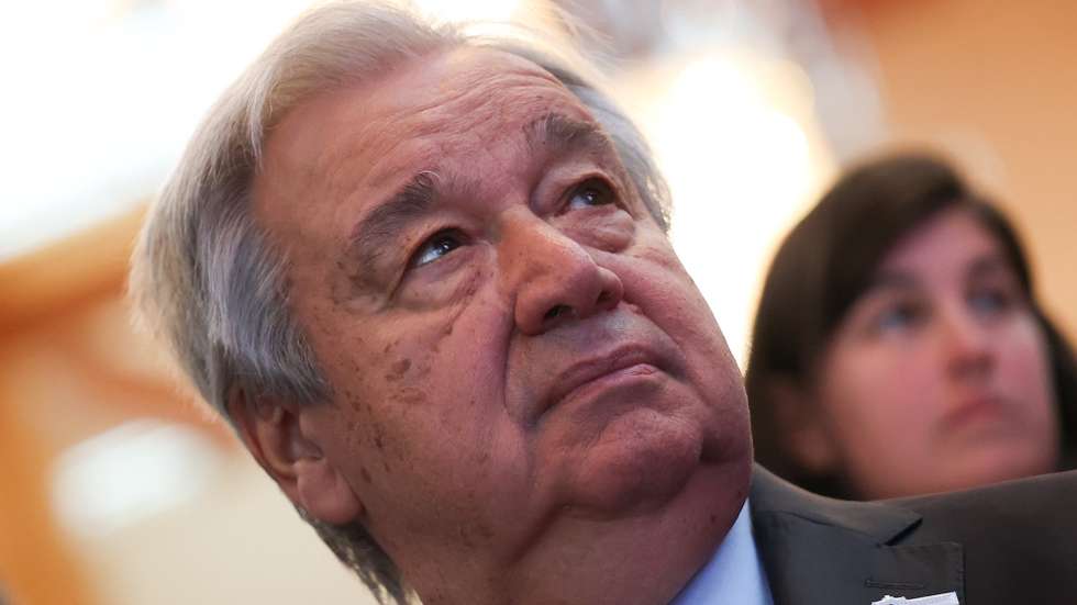 epa12095813 United Nations Secretary-General Antonio Guterres attends the UN Peacekeeping Ministerial forum in Berlin, Germany, 13 May 2025. The UN Peacekeeping Ministerial runs from 13 to 14 May 2025, and serves as a high-level political forum to discuss the future of peacekeeping and for Member States to express and demonstrate their political support.  EPA/FILIP SINGER