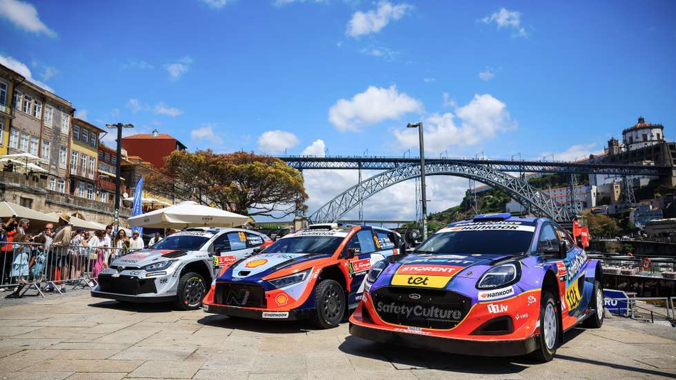 Rally of Portugal cars during a demonstration in the city center, Ribeira do Porto, Portugal, 14 may 2025. JOSE COELHO/LUSA