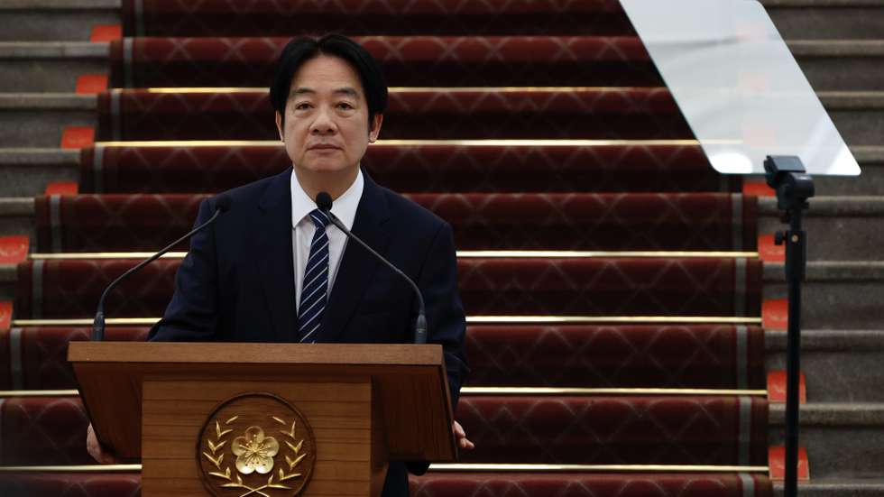 epa12118277 Taiwanese President William Lai (Lai Cheng-te) delivers a speech during a press conference inside the presidential office building in Taipei, Taiwan, 20 May 2025.  On his first year anniversary speech, Lai discussed various issues including cross strait politics and the economy.  EPA/RITCHIE B. TONGO