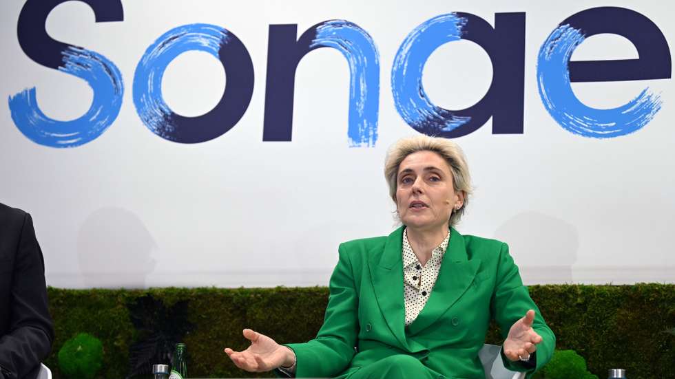 Cláudia Azevedo, CEO da Sonae, durante a apresentação de resultados do grupo que lidera, Maia, 13 de março de 2024. FERNANDO VELUDO/LUSA