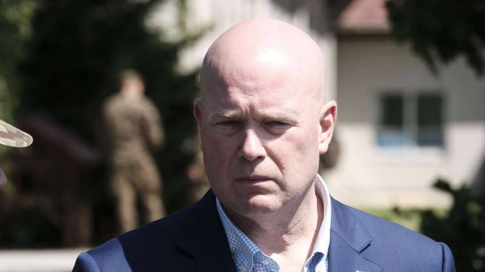 epa12177007 U.S. Ambassador to NATO Matthew G. Whitaker visits Adazi Military Base, Latvia, 15 June 2025. Ambassador Matthew Whitaker visited Latvia to discuss preparations for the NATO Summit in The Hague (24Ã26 June) and U.S.ÃLatvia cooperation in security and defence. He also visited Adazi Military Base to meet U.S. troops and NATO Multinational Brigade personnel.  EPA/VALDA KALNINA