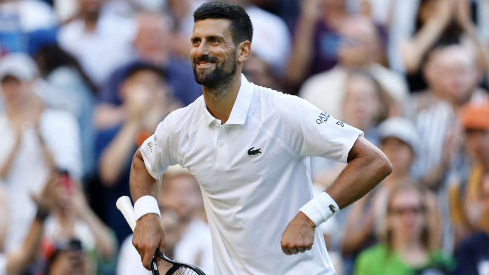 epa12227756 Novak Djokovic of Serbia celebrates winning his Men's Singles quarter-finals match against Flavio Cobolli of Italy at the Wimbledon Championships, Wimbledon, Britain, 09 July 2025.  EPA/TOLGA AKMEN  EDITORIAL USE ONLY