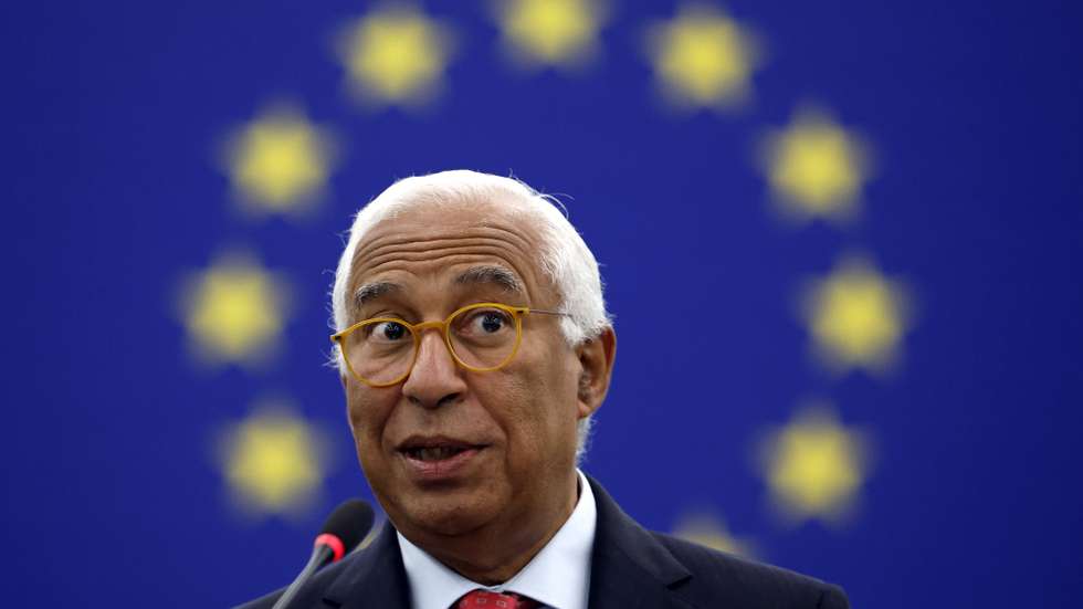 epa12226013 European Council President Antonio Costa delivers a speech during the conclusions of the European Council meeting of 26 June 2025, at a session of the European Parliament in Strasbourg, France, 09 July 2025.  EPA/GUILLAUME HORCAJUELO