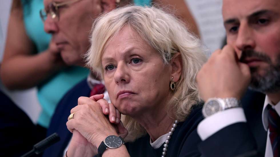 epa11391463 Israel's Attorney General Gali Baharav-Miara listens on as she attends a cabinet meeting at the Bible Lands Museum in Jerusalem, 05 June 2024.  EPA/GIL COHEN-MAGEN / POOL