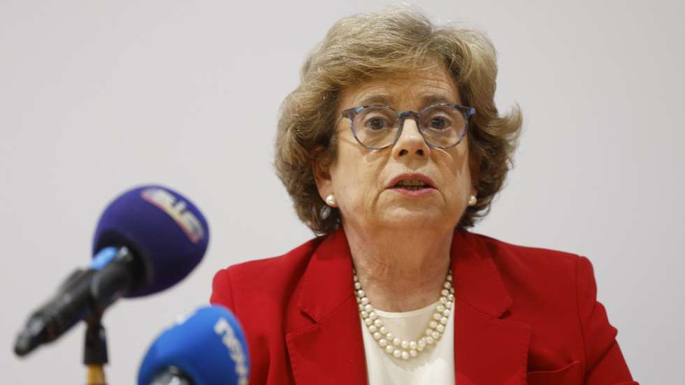 A ministra da Administração Interna, Maria Lúcia Amaral, durante uma declaração na sede da Autoridade Nacional de Emergência e Proteção Civil (ANEPC), para fazer um ponto da situação sobre os incêndios, em Carnaxide, Oeiras, 17 de agosto de 2025. A ministra da Administração Interna anunciou na declaração que situação de alerta devido ao risco agravado de incêndio foi prorrogada até às 24:00 de terça-feira. ANTÓNIO PEDRO SANTOS/LUSA