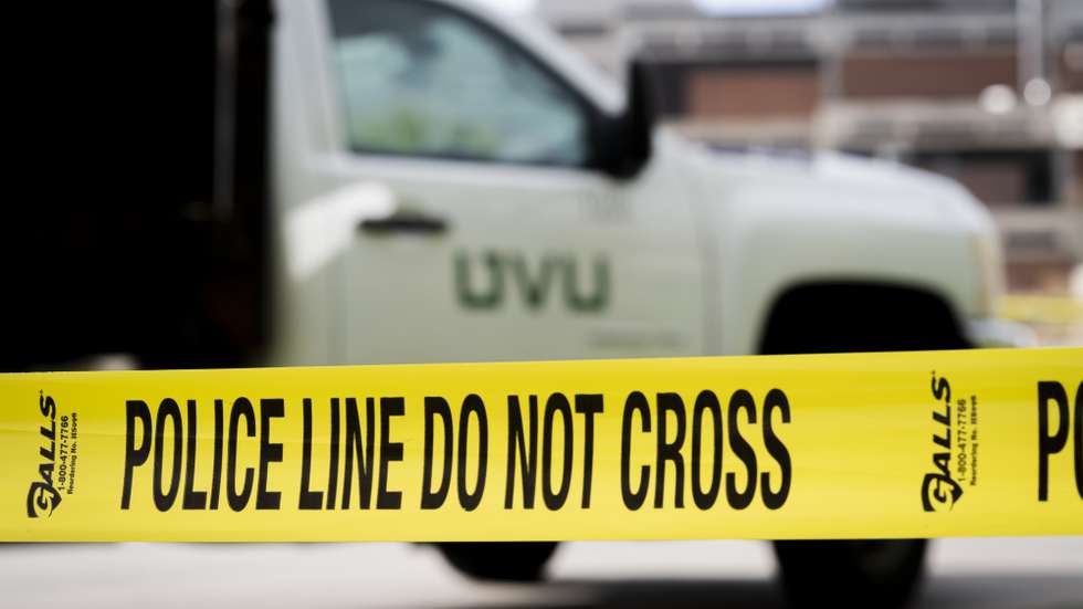 epa12368592 Police tape is spread across campus following the shooting of Charlie Kirk, the CEO and co-founder of the conservative youth organization Turning Point USA, at Utah Valley University in Orem, Utah, USA, 10 September 2025. Kirk was shot at an event he was hosting at Utah Valley University and was removed from the premises by his security team. Officials determined the fatal shot was fired from the rooftop of the Losee Center on the Utah Valley University campus about 200 yards (roughly 180 meters) away from the stage where Kirk was speaking.  EPA/MARIELLE SCOTT