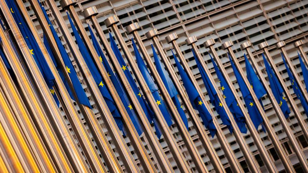 epa11479371 European flags fly in front of the European Commission at the beginning of the EU Agriculture and Fisheries Council in Brussels, Belgium, 15 July 2024. According to EU Commission, the upcoming meeting of EU Agriculture Ministers will address trade-related agricultural issues and strategies to enhance the long-term sustainability of rural communities. The agenda will also include a focus on generational renewal and demographic trends.  EPA/OLIVIER MATTHYS