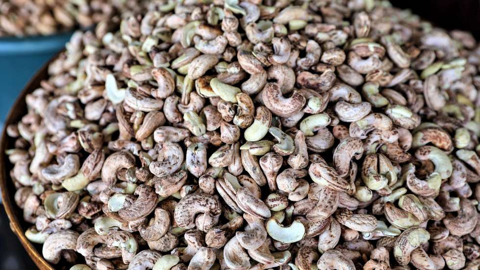 Castanha de caju exposta no mercado Fajardo, no bairro da Malanga, em Maputo, Moçambique, 16 de julho de 2025. Sentadas à porta de uma casa, em Maputo, escurecida pelo fumo da castanha assada, duas mulheres, Rosalina de nome, sustentam famílias a partir do negócio que atravessa gerações e volta a ganhar força em Moçambique: o caju. (ACOMPANHA TEXTO DA LUSA DO DIA 01 DE SETEMBRO DE 2025). LUÍSA NHANTUMBO/LUSA