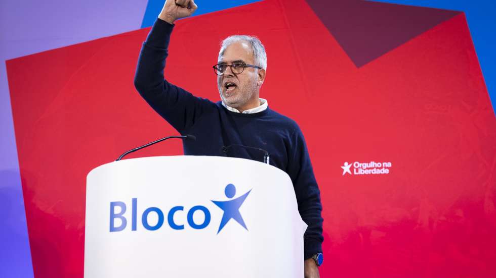 New elected Left Block (BE) Nacional Coordinator Jose Manuel Pureza speeches at the XIV National Convention of the party in Lisbon, Portugal, 30 november 2025. Jose Manuel Pureza was today appointed the new coordinator of the Left Bloc, with his motion winning 65 of the 80 seats on the National Board. JOSE SENA GOULAO/LUSA