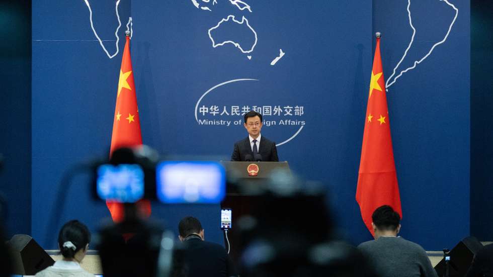 epa12593412 Chinese Ministry of Foreign Affairs spokesperson Guo Jiakun participates in a press conference in Beijing, China, 15 December 2025. He spoke about Jimmy Lai's trial verdict as well as relations with the US and Japan.  EPA/JESSICA LEE