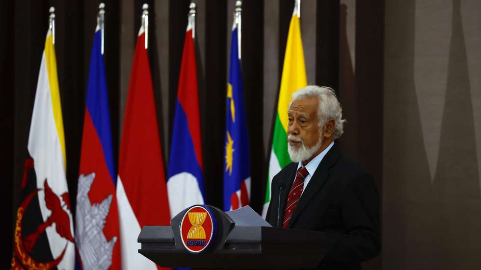 epa12584676 East Timor’s Prime Minister Xanana Gusmao delivers his policy speech during his visit to the ASEAN Secretariat in Jakarta, Indonesia, 11 December 2025. Gusmao pays a visit to the Asean Secretariat following the admission of Timor-Leste, also known as East Timor, to the Asean during the 47th Asean Summit in Kuala Lumpur.  EPA/MAST IRHAM