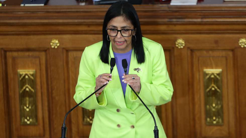 epa12652280 The acting president of Venezuela, Delcy Rodriguez, delivers Venezuelan President Nicolas Maduro's annual report to Parliament in Caracas, Venezuela, 15 January 2026. Rodriguez delivered the report as Maduro is currently detained in the United States along with his wife, Cilia Flores, after they were captured during a US military operation on 03 January 2026.  EPA/RONALD PENA R