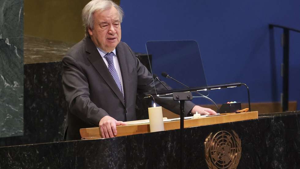 epa12685484 Secretary-General of the United Nations Antonio Guterres speaks during the United Nations' observance of the International Day of Commemoration in memory of the victims of the Holocaust at UN Headquarters in New York, New York, USA, 27 January 2026.  EPA/SARAH YENESEL