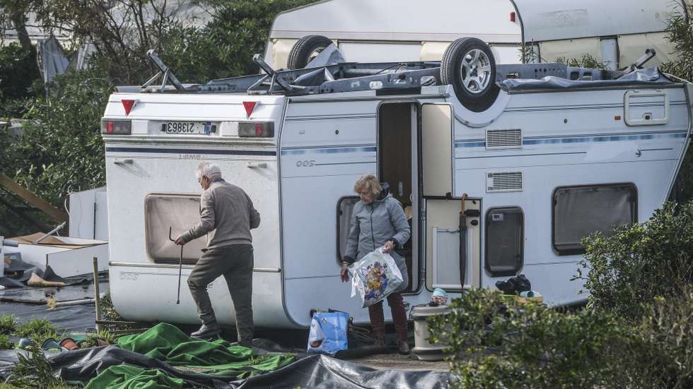 Parque de campismo em São Pedro de Moel, depois da passagem da depressão Kristin por Portugal continental, na madrugada de 28 de janeiro, deixando um rasto de destruição, tendo a Proteção Civil contabilizado cinco mortes diretamente associadas à passagem da depressão Kristin e outras cinco em consequência da depressão, relacionadas com intoxicação e reparação de telhados, São Pedro de Moel, Marinha Grande, 03 de fevereiro de 2026. CARLOS BARROSO/LUSA