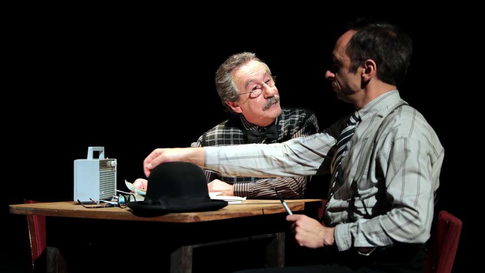 Ensaio de imprensa da peça "À Espera de Beckett ou Quaquaquaqua" com  texto e encenação de Jorge Louraço Figueira, interpretação de Estêvão Antunes, Mário Moutinho, Óscar Silva e Pedro Diogo, numa coprodução Teatro da Trindade – Fundação INATEL, Teatro Constantino Nery – Câmara Municipal de Matosinhos, Câmara Municipal de Viana do Castelo, Porto, 07 janeiro 2019. A peça estará em cena de 09 a 13 de janeiro no Teatro Carlos Alberto, no Porto. ESTELA SILVA/LUSA
