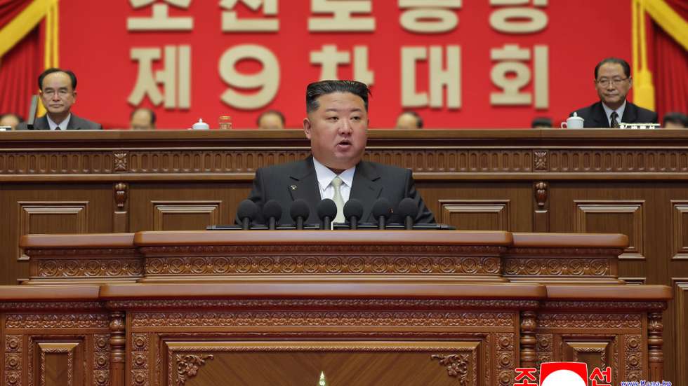 epaselect epa12760291 A photo released by the official Korean Central News Agency (KCNA) shows North Korean leader Kim Jong Un (C) speaking during the opening of the Ninth Congress of the Workers' Party of Korea (WPK) in Pyongyang, North Korea, 19 February 2026 (issued 20 February 2026). According to KCNA, Kim opened the Ninth Congress on 19 February to review the party's work and outline new strategic goals for the country.  EPA/KCNA  EDITORIAL USE ONLY