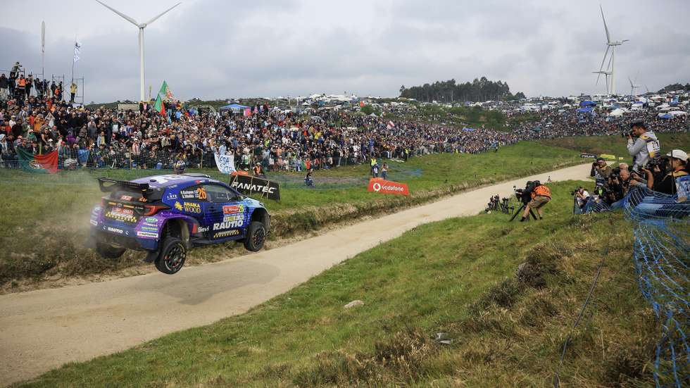 Korhonen from Finland drives his Toyota Yaris Rally 2 during the WRC Rally de Portugal 2025 in Fafe, Portugal, 18 May 2025. JOSE COELHO/LUSA