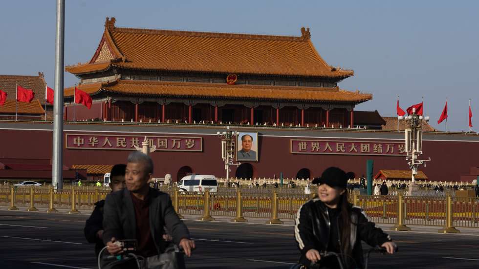 epa12791510 People bike at Tiananmen Square ahead of the National People's Congress and Chinese People's Political Consultative Conference in Beijing, China, 03 March 2026. China holds two major annual political meetings, the National People's Congress (NPC) and the CPPCC, which run alongside each other and together are known as 'Lianghui' or 'Two Sessions'.  EPA/JESSICA LEE