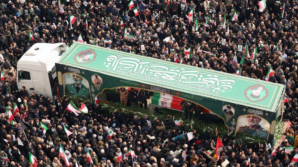 epaselect epa12811372 Iranians attend a mass funeral for the Iran's Revolutionary Guards Corps (IRGC) commanders, army commanders and other victims who were killed during the Iran-US and Israel war in Tehran, Iran, 11 March 2026. A joint Israeli and US military operation continues to target multiple locations across Iran since the early hours of 28 February 2026.  EPA/ABEDIN TAHERKENAREH