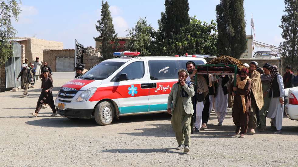 epa12825337 People attend the funeral of a victim of reported cross-border shelling from Pakistan in Khost, Afghanistan, 16 March 2026. Two people were killed and five others injured in overnight Pakistani artillery strikes in Khost province, according to provincial government spokesman Mustaghfar Gurbaz. The escalation comes amid growing tensions along the Pakistan-Afghanistan border, with Pakistan saying it targets bases of Tehreek-e-Taliban Pakistan (TTP), which it blames for attacks inside its territory. Taliban authorities deny the group operates from Afghan soil.  EPA/STRINGER