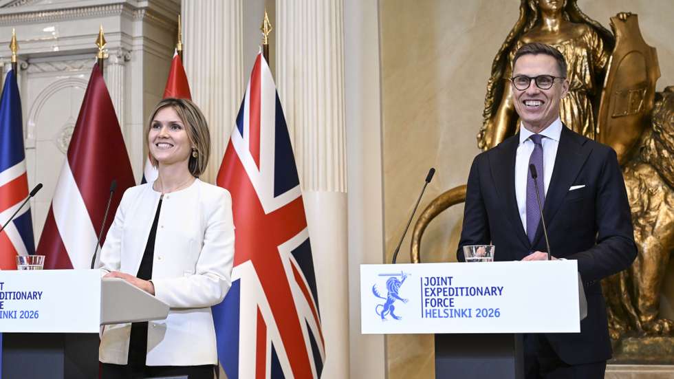 epa12851460 Iceland's Prime Minister Kristrun Mjoll Frostadottir (L) and Finnish President Alexander Stubb (R) attend a press conference in the State Hall during the Joint Expeditionary Force (JEF) Leaders' Summit in Helsinki, Finland, 26 March 2026. The JEF is a UK-led multilateral defense cooperation framework that aims to develop participating countries' military capabilities through joint exercises, prevent crises, and act collectively when necessary, with a primary focus on Northern Europe and the Baltic Sea region, while the current agenda also addresses support to Ukraine and the overall security situation in Europe.  EPA/KIMMO BRANDT