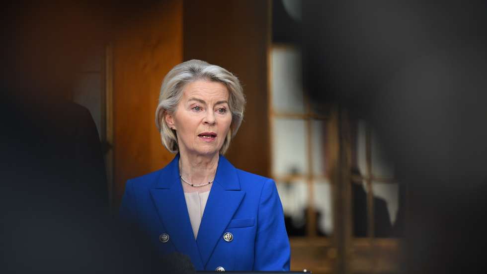 epa12845159 President of the European Commission Ursula von der Leyen speaks to the media during a press conference with Australian Prime Minister Anthony Albanese at Parliament House in Canberra, Australia, March 24, 2026.  EPA/LUKAS COCH AUSTRALIA AND NEW ZEALAND OUT