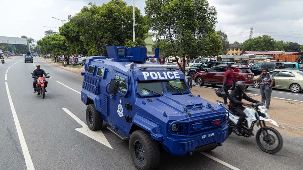 epa12585201 Members of Ghana security forces take part in a joint Show of Force Exercise in Accra, Ghana, 11 December 2025. The exercise featured the Ghana Police Service, Ghana Prisons Service, Ghana National Fire Service, the Customs Division of the Ghana Revenue Authority and the Immigration Service in collaboration with the Ghana Armed Forces, aimed at enhancing operational readiness and maintaining peace and stability as the festive season approaches.  EPA/FRANK KPORFOR