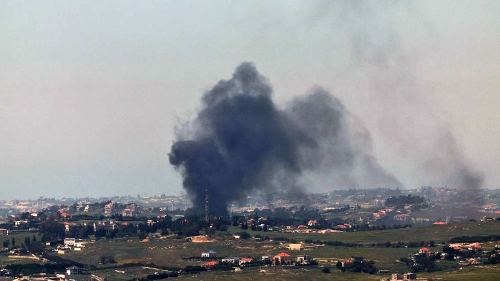 epa12947463 Smoke rises as a result of an Israeli strike on a southern Lebanon village as seen from the  Upper Galilee on the Israel-Lebanon border, 11 May 2026.  EPA/ATEF SAFADI