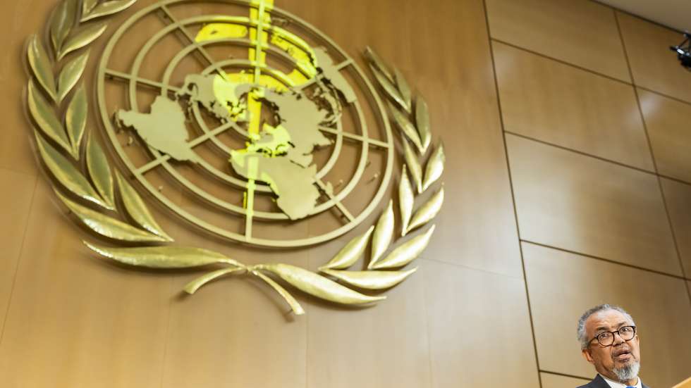 epa12970093 Director General of the World Health Organization (WHO) Tedros Adhanom Ghebreyesus addresses his statement during the opening of the 79th World Health Assembly (WHA79) at the European headquarters of the United Nations in Geneva, Switzerland, 18 May 2026.  EPA/SALVATORE DI NOLFI